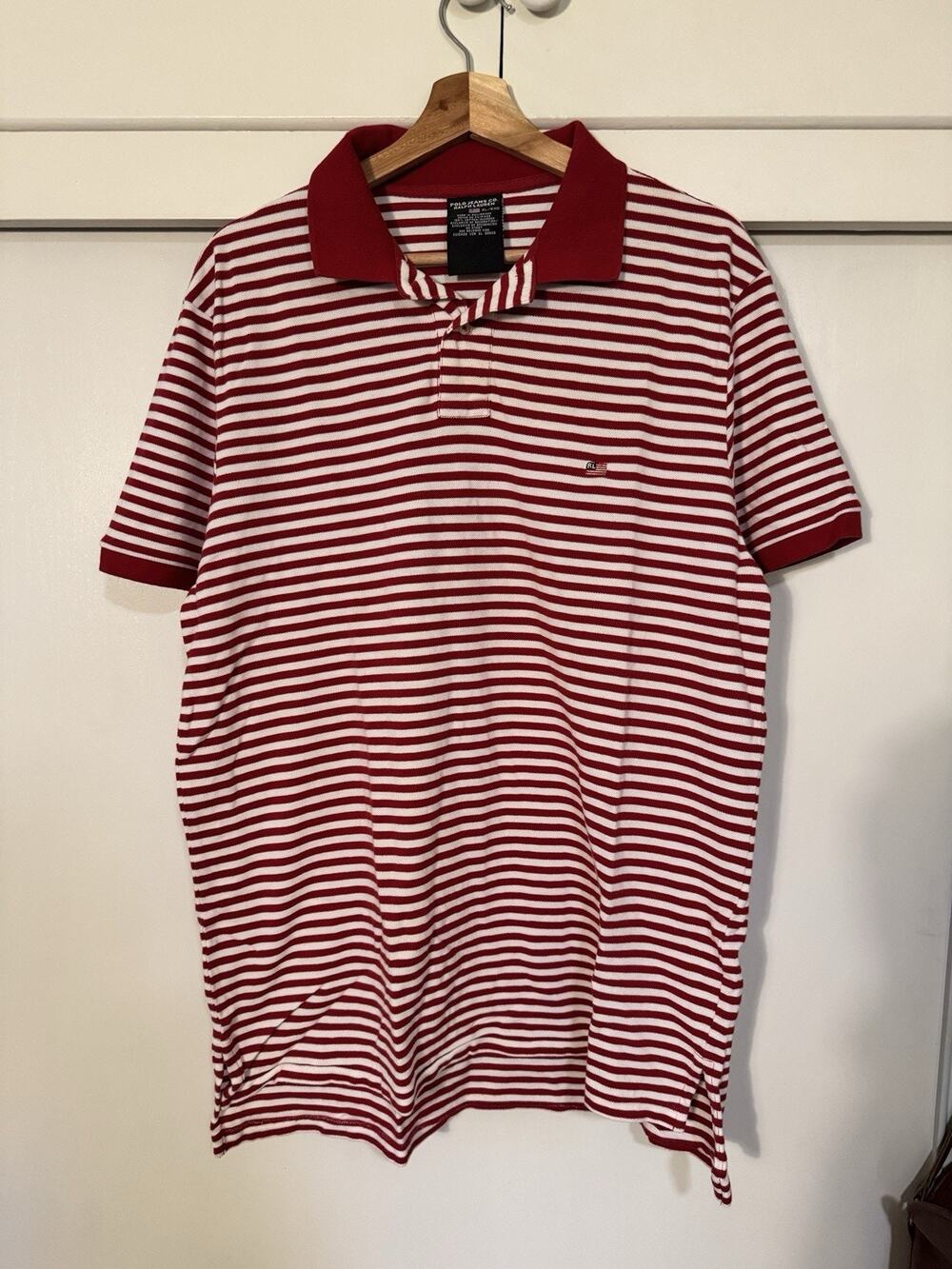 Polo Jeans Co. Ralph Lauren Men's XL Red/White Striped Cotton Polo Golf